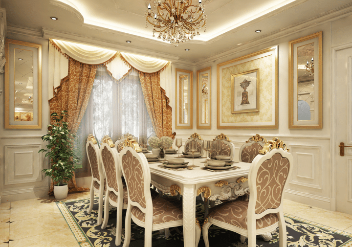 Dining room interior done by Kenza Interiors